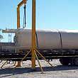 Natural gas vent silencer loaded on a truck for shipping.